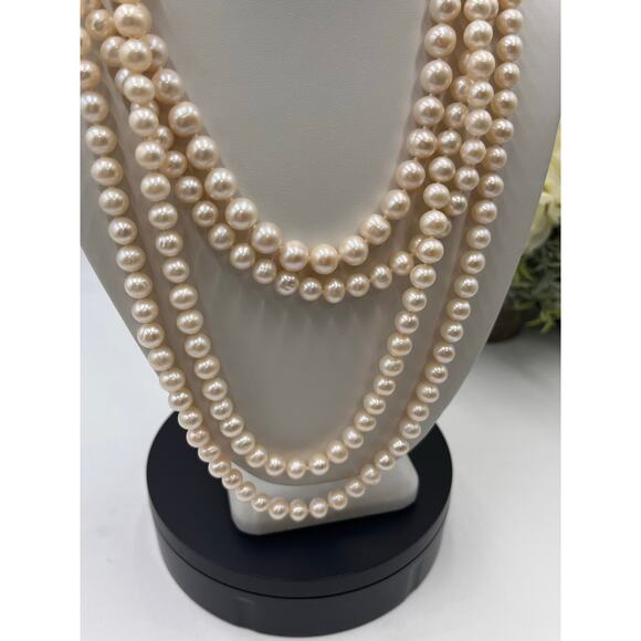 J. Crew Vintage Four MultiStrand Hand Knotted Off White Pearl Layering Necklace - Picture 10 of 10